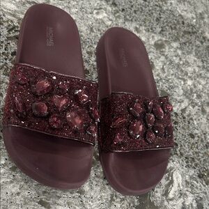Michael Kors Women's Jeweled Slide Sandals in Wine